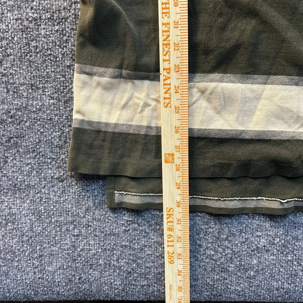 Polo Ralph Lauren Polo Mens Size L Green Cream Striped Short Sleeve Cotton Rip